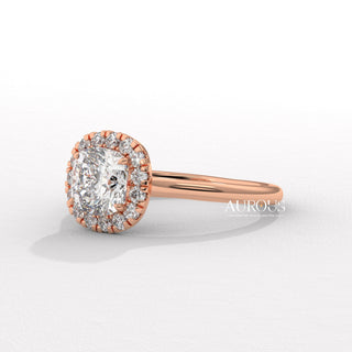 1.0CT Cushion Cut Halo Diamond Moissanite Engagement Ring