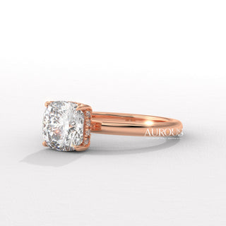 1.50CT Cushion Diamond Hidden Halo Moissanite Engagement Ring