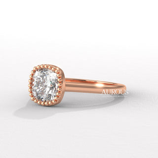 1.50CT Cushion Cut Vintage Style Bezel Setting Moissanite Engagement Ring