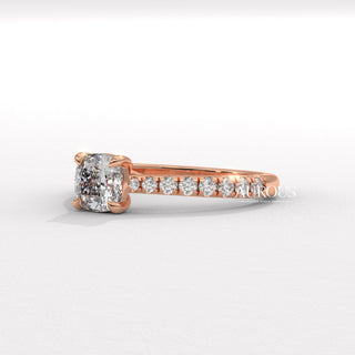 1.0CT Cushion Diamond Pave Setting Moissanite Engagement Ring