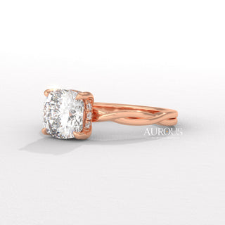2.0CT Cushion Cut Twisted Hidden Halo Moissanite Engagement Ring