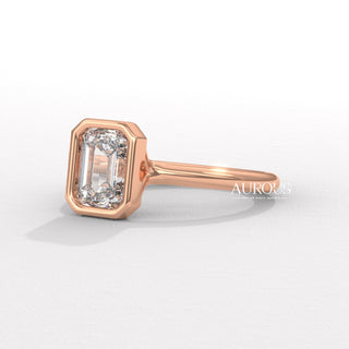 1.0CT Emerald Cut Diamond Bezel Setting Moissanite Engagement Ring
