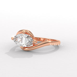 1.50CT East-West Marquise Diamond Unique Solitaire Engagement Ring