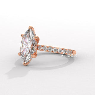 2.0CT Marquise Cut Pave Setting Moissanite Engagement Ring