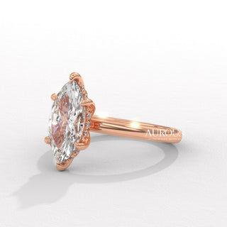 2.0CT Marquise Diamond Hidden Halo Moissanite Engagement Ring