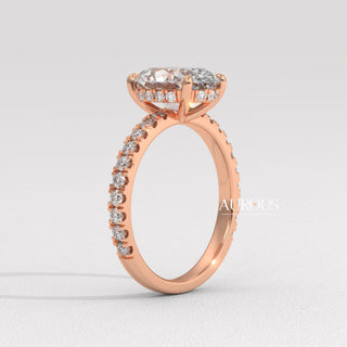 2.0CT Oval Diamond Pave Setting Hidden Halo Moissanite Engagement Ring