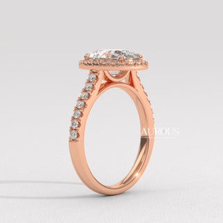 2.0CT Oval Cut Halo Pave Setting Moissanite Engagement Ring