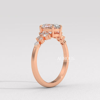 2.0CT Oval Cut Cluster Diamond Moissanite Engagement Ring