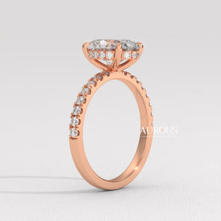 2.0CT Oval Diamon Hidden Halo Pave Setting Moissanite Engagement Ring