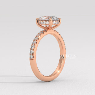 1.0CT Oval Cut Pave Setting Moissanite Engagement Ring