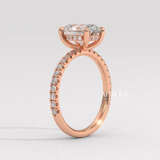 2.0CT Oval Diamond Moissanite Pave Setting Engagement Ring