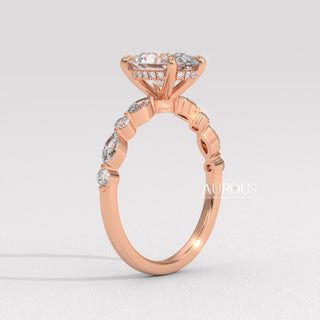 2.0CT Oval Diamond Pave Setting Moissanite Engagement Ring