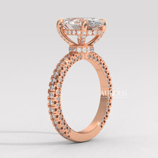 1.50CT Oval Diamond Three Side Pave Setting Moissanite Engagement Ring