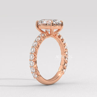 2.0CT Oval Cut Pave Setting Moissanite Engagement Ring