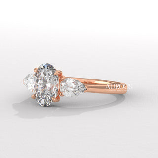 1.50CT Oval Diamond Three Stone Moissanite Engagement Ring