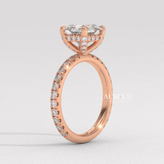 1.50CT Princess Diamond Hidden Halo Pave Setting Engagement Ring
