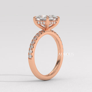 1.0CT Princess Cut Pave Setting Moissanite Engagement Ring