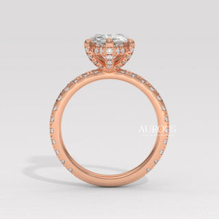 2.0CT Pear Diamond Hidden Halo Pave Setting Moissanite Engagement Ring