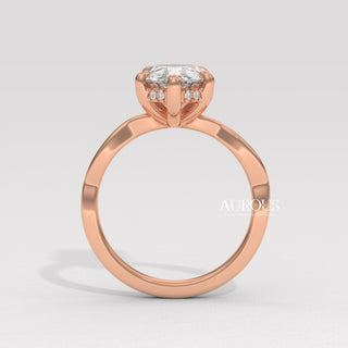 2.0CT Pear Diamond Twisted Hidden Halo Moissanite Engagement Ring