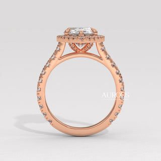 1.50CT Pear Cut Halo Diamond Moissanite Engagement Ring