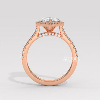 2.0CT Pear Cut Diamond Halo Pave Setting Moissanite Engagement Ring