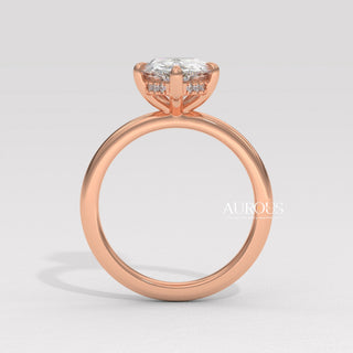 2.0CT Pear Cut Diamond Hidden Halo Setting Moissanite Engagement Ring