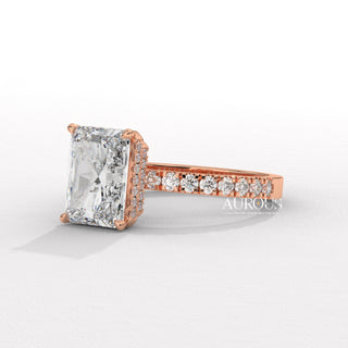 2.0CT Radiant Diamond Hidden Halo Pave Setting Moissanite Engagement Ring