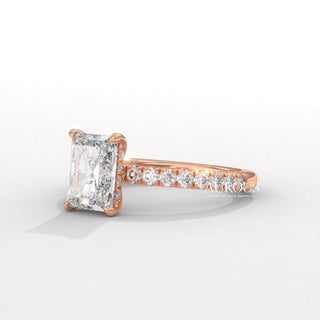 2.0CT Radiant Cut Diamond Pave Setting Moissanite Engagement Ring