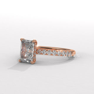 2.0CT Radiant Cut Diamond Pave Setting Moissanite Engagement Ring