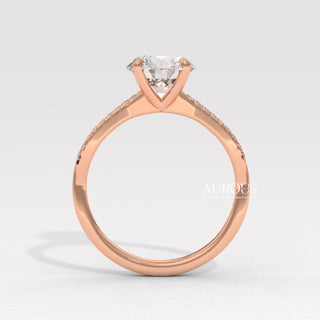 1.50CT Round Diamond Twisted Pave Setting Moissanite Engagement Ring