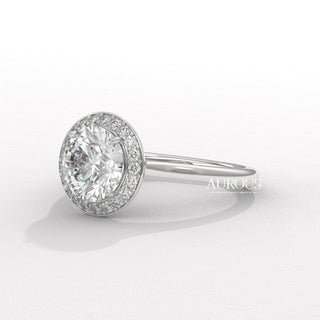 1.50CT Round Cut Diamond Halo Setting Moissanite Engagement Ring