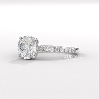 1.50CT Round Cut Pave Setting Moissanite Engagement Ring