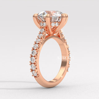 4.0CT Round Diamond Hidden Halo Pave Setting Moissanite Engagement Ring