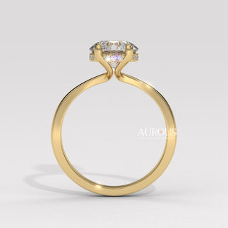 1.0CT Round Cut Diamond Hidden Halo Setting Moissanite Engagement Ring