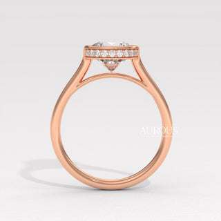 1.0CT Round Diamond Hidden Halo Bezel Setting Engagement Ring