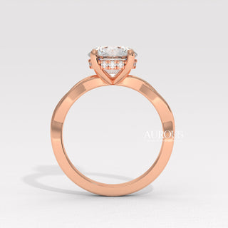 1.50CT Round Diamond Twisted Hidden Halo Moissanite Engagement Ring