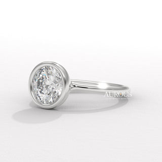 1.50CT Round Diamond Bezel Setting Hidden Halo Moissanite Engagement Ring