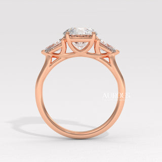 2.0CT Round Diamond Three Stone Unique Moissanite Engagement Ring