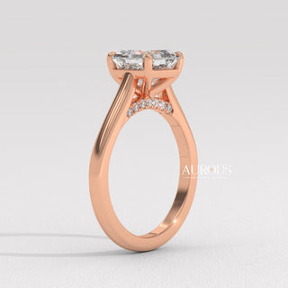 1.0CT Asscher Cut Hidden Diamond Moissanite Engagement Ring