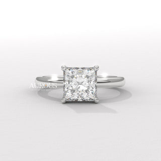 2.0CT Princess Cut Diamond Hidden Halo Setting Moissanite Engagement Ring