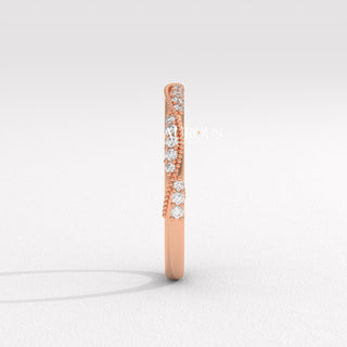 Round Diamond Vintage Style Moissanite Wedding Band