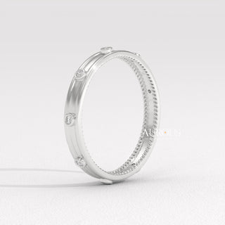 Round Diamond Bezel Unique Eternity Moissanite Wedding Band