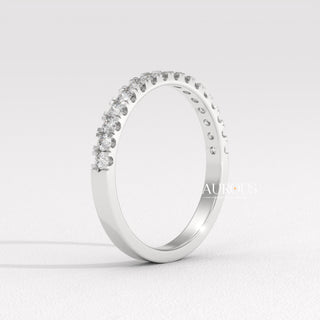 Round Diamond Half Eternity Pave Setting Moissanite Wedding Band