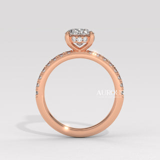 1.0CT Oval Cut Pave Setting Moissanite Engagement Ring