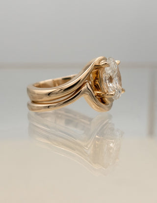 2.0CT Oval Moissanite Diamond Tension Style Bridal Ring Set