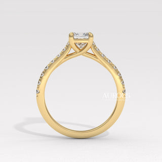 1.0CT Cushion Diamond Pave Setting Moissanite Engagement Ring
