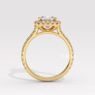 1.0CT Cushion Cut Diamond Halo Pave Setting Moissanite Engagement Ring