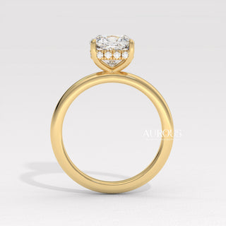 1.50CT Cushion Diamond Hidden Halo Moissanite Engagement Ring