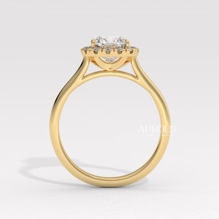 1.0CT Cushion Cut Halo Diamond Moissanite Engagement Ring