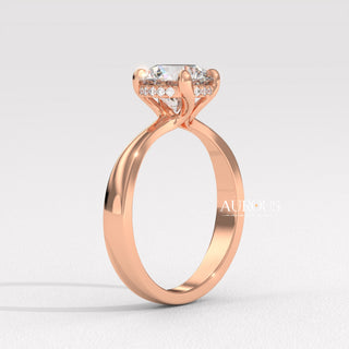 1.0CT Round Cut Diamond Hidden Halo Setting Moissanite Engagement Ring